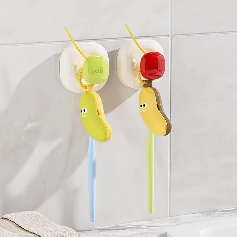 1Pcs Compartment Toothbrush Dust Clamp Banana Toothbrush Head Protective Cover with Toothpaste Portable Travel Style Storage Box